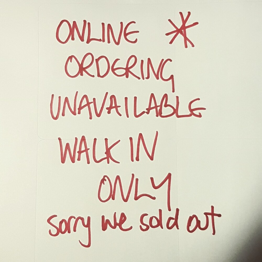 NO ORDERING ONLINE